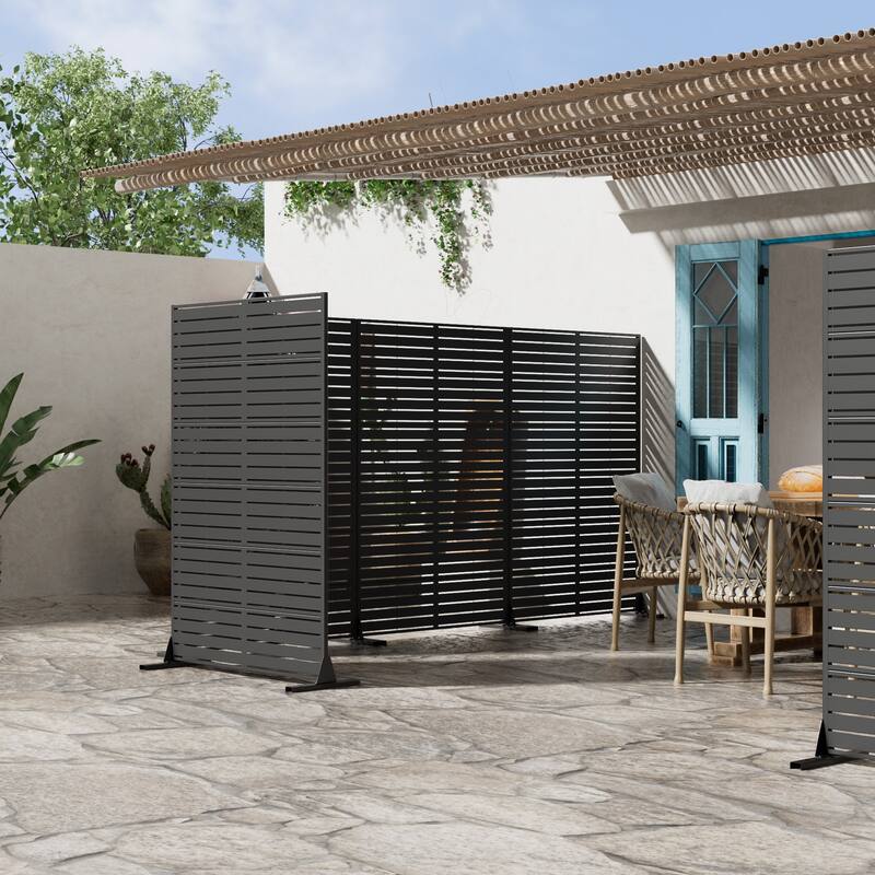 Dovelina 6ft.Outdoor Freestanding Metal Privacy Screen Decorative Garden Fence - 72"x94"