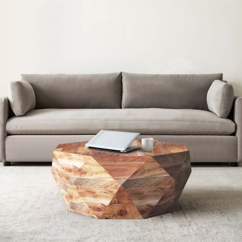 Bon 33 Inch Diamond Shape Acacia Wood Coffee Table With Smooth Top, Natural Brown - Wood