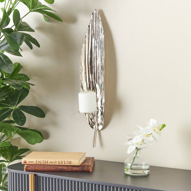 Silver Stainless Steel Metal Candle Wall Sconce