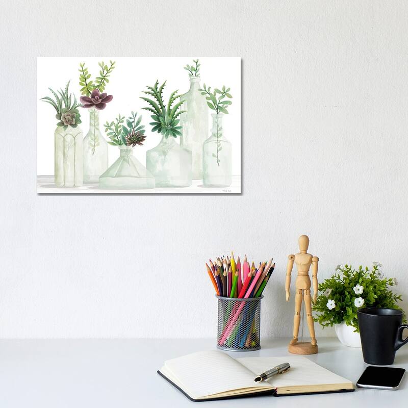 iCanvas "Succulent Bottles" by Cindy Jacobs Canvas Print - 8x12x0.75