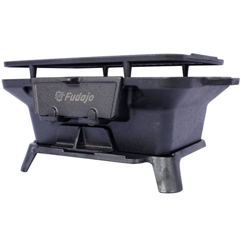 Oval Cast Iron Grill Outdoor, Portable Charcoal Grill and Tabletop Cast Iron Skillet - 100% Cast Iron, Enameled, Durable