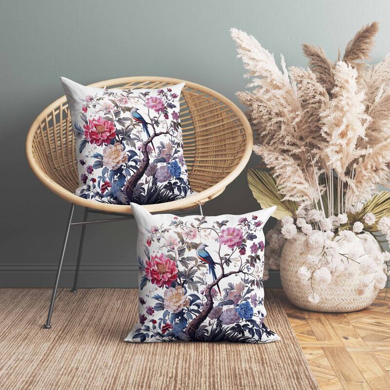 Bloom Bower Bliss Faux Suede Reversible Throw Pillow White and Pink