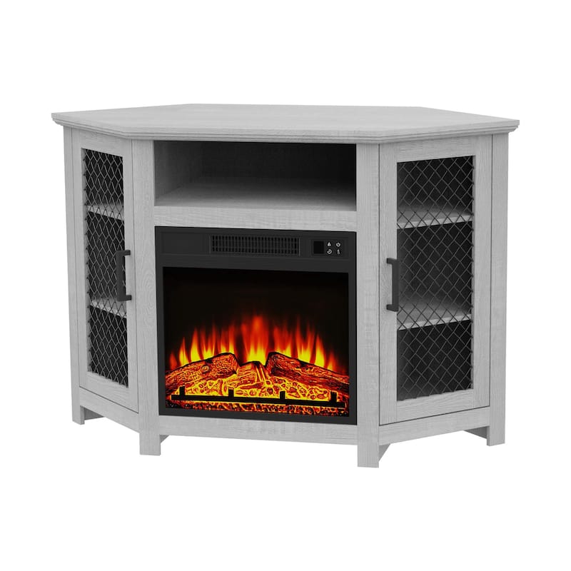 44.8" TV Stand Console with 18" Electric Fireplace and Shelves - n/a