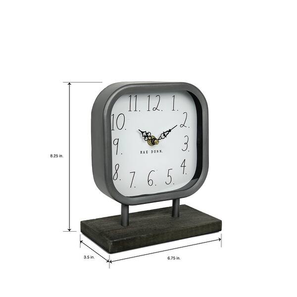 Rae Dunn Metal Desk Clock on Wooden Base On Sale Bed Bath & Beyond