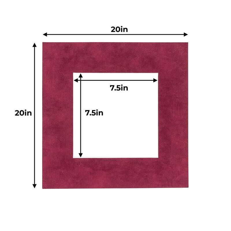 20x20 Mat for 8x8 Photo - Dark Red Suede Matboard for Frames Measuring 20 x 20 Inches - To Display Art Measuring 8 x 8 Inches
