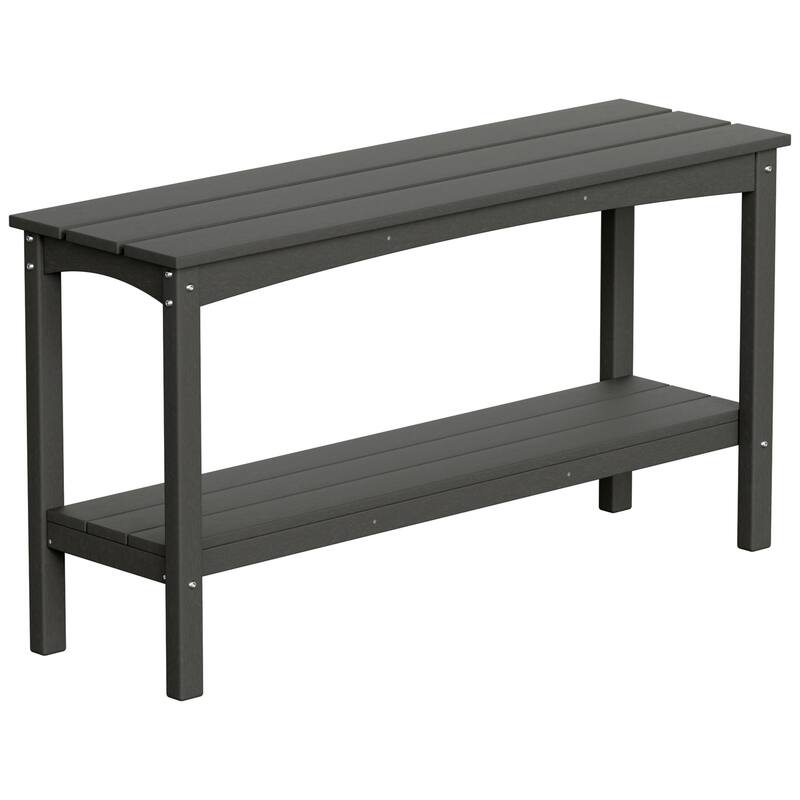 Laguna Hdpe All Weather Outdoor Patio Two Shelf Table - Gray