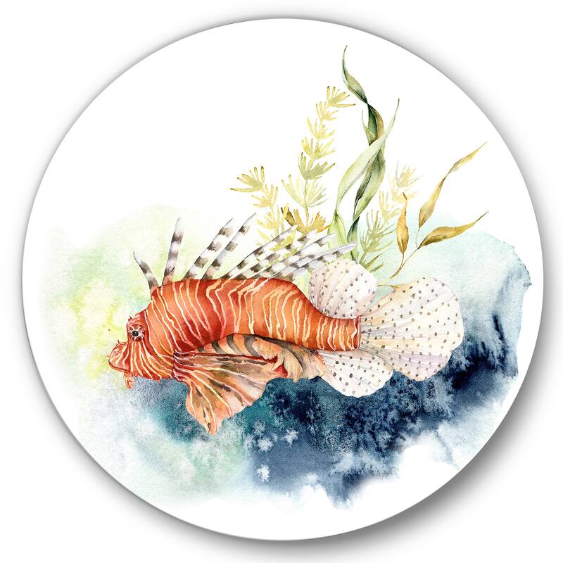Designart 'Lionfish and Kelp With Coral Reef and Laminaria' Nautical