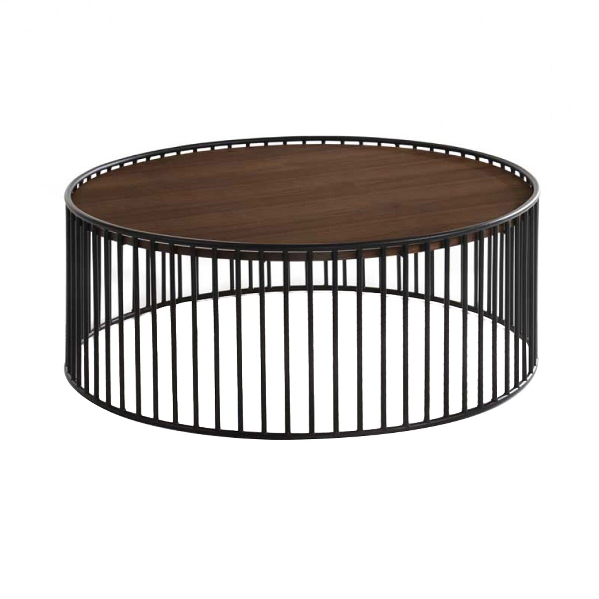Round Wooden Coffee Table With Vertical Slatted Base Brown And Black Overstock 31823621