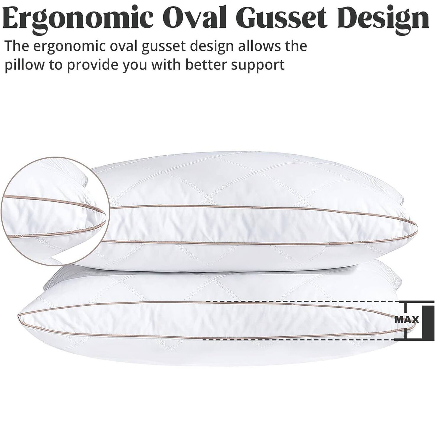 Natural Goose Down Feather Pillows for Sleeping Oval Gusseted Feather