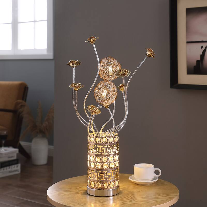 LED Aluminum Golden Rose Bud Flower Table Lamp
