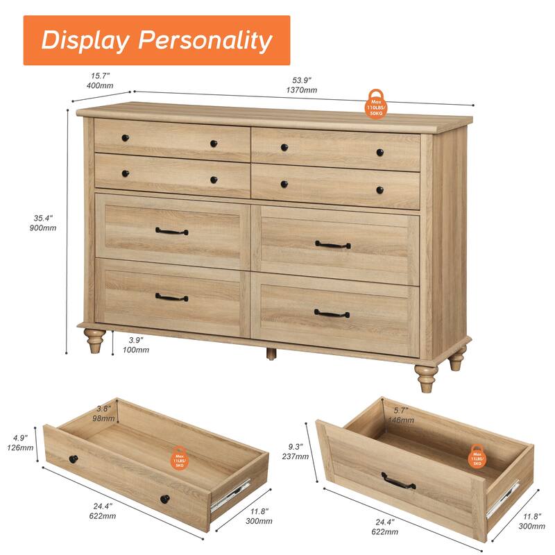 Kids Dresser with 7/8 Drawers for Bedroom, Wide Dresser for Kids Room