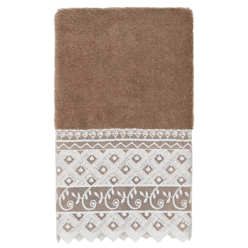 Authentic Hotel and Spa 100% Turkish Cotton Aiden 3PC White Lace Embellished Towel Set