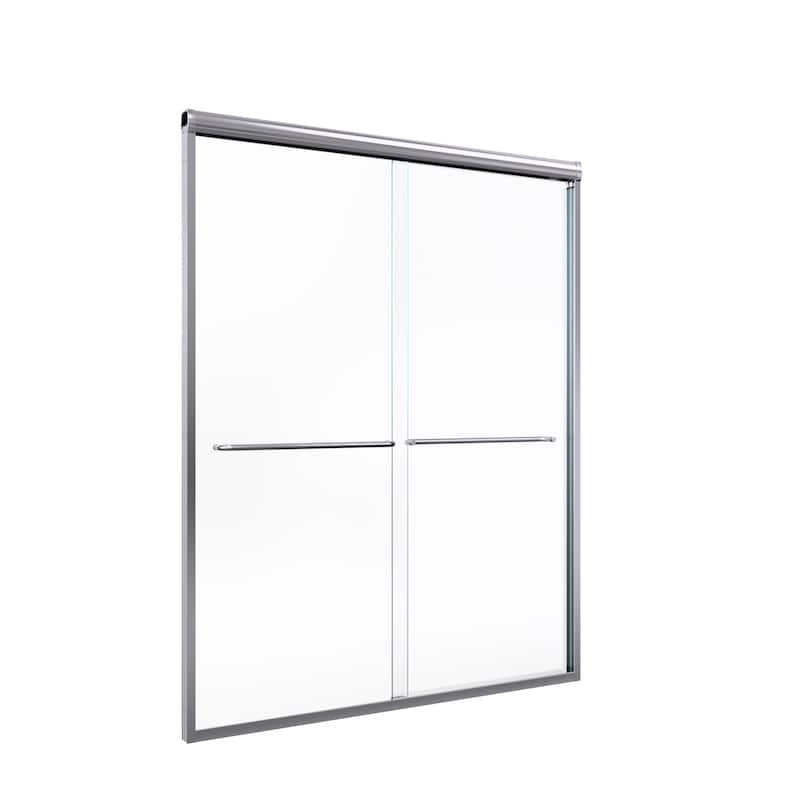Semi-Frameless Double Tempered Glass Sliding Shower Door,1/4" Thick