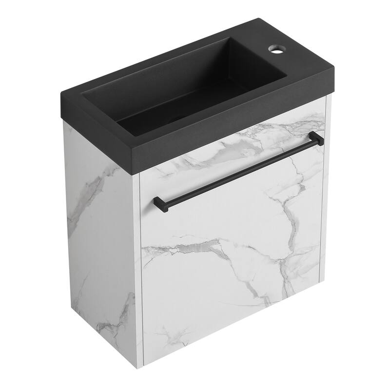 GDFStudio - Milo Modern Wall-Mounted Bathroom Vanity with White Resin Sink and Soft-Close Cabinet Door
