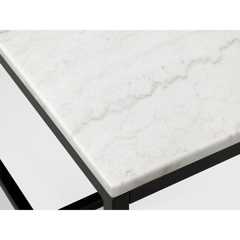 Magnussen Home Torin White Marble and Matte Black Rectangular Cocktail Table - 46''W x 26''D x 18''H