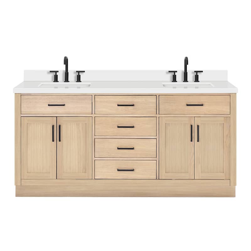 Ariel T073DWQRVO Hepburn 73" Free Standing Double Basin Vanity Set - Oak - Oak Finish