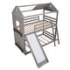 preview thumbnail 4 of 7, Antique Gray Twin Bunk Bed with Roof, Window & Slide