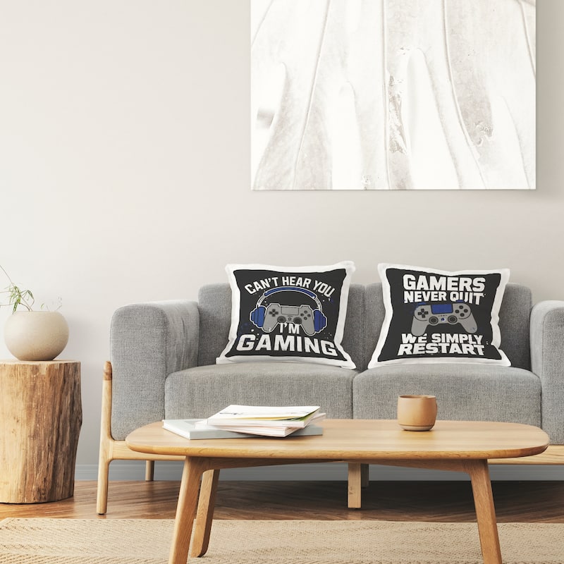 Stupell Fun Gamer Quotes Decorative Printed Throw Pillow Design by Kim Allen (Set of 2)