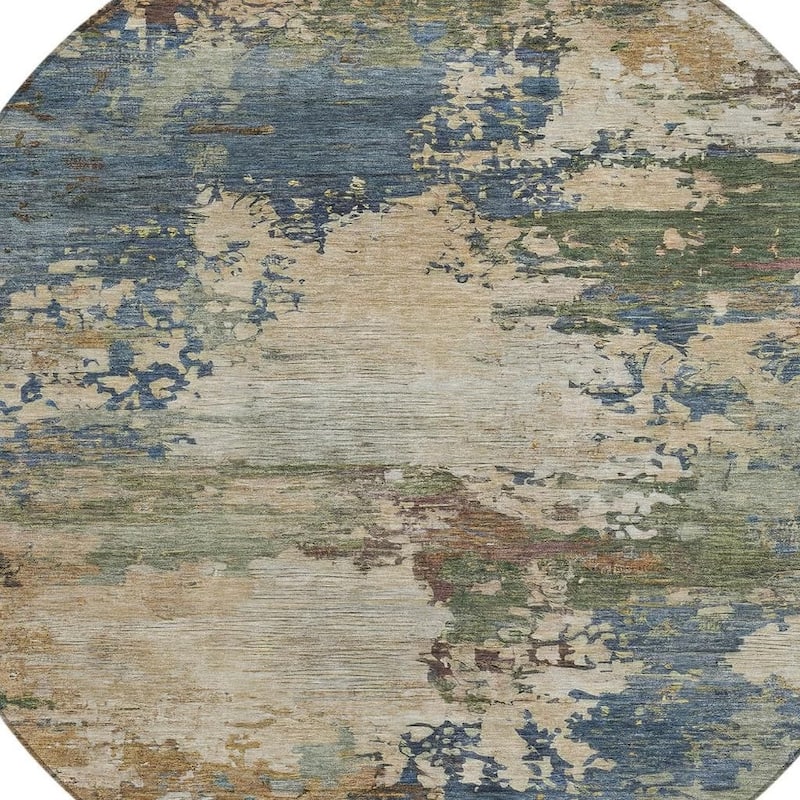 HomeRoots Abstract Transitional Rectangle Outdoor Rug - 8' Round