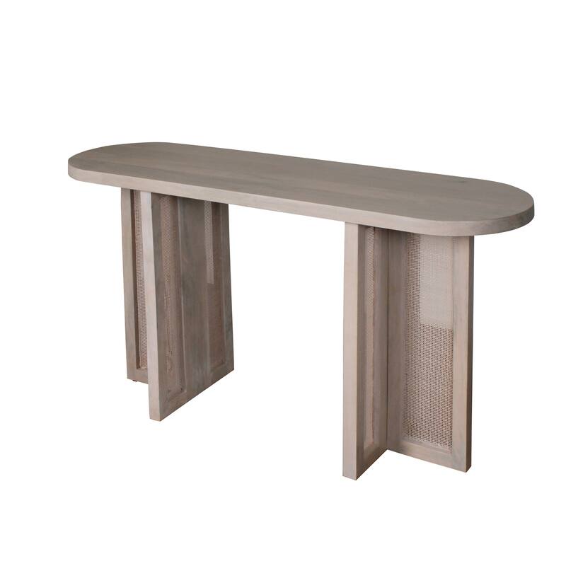 Sevita Wylie Handmade Coastal Whitewashed Oval Console Table - 57" W x 17" D x 30" H