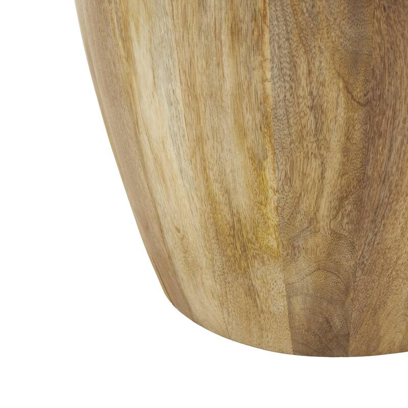 Mango Wood Handmade Drum Side End Accent Table - Brown - Roche River Decor