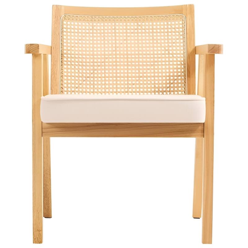 Mid-Century PE Rattan Accent Chair Solid Wood Frame - 25.20" x 26.38" x 30.31"