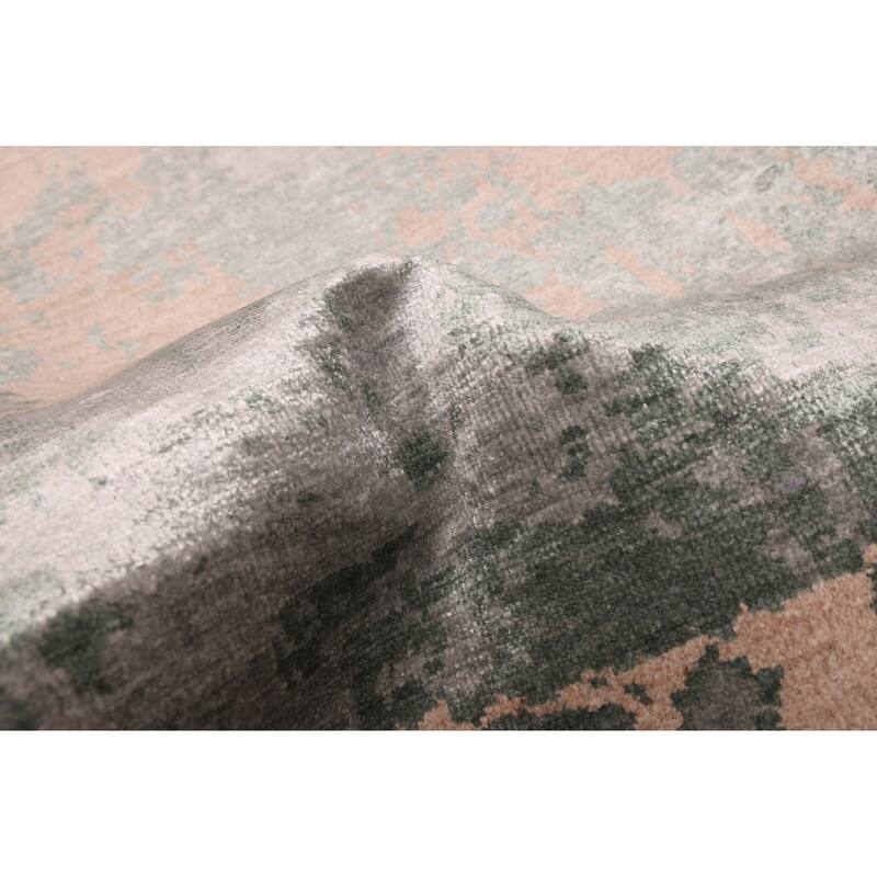 ECARPETGALLERY Hand-knotted Legacy Dark Green, Tan Silk, Wool Rug - 2'7 x 19'6