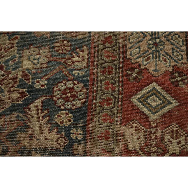 Hand Knotted Oriental 100% Wool Carpet Traditional Floral Navy Blue & Blues Bidjar Runner Rug - 11' 1'' X 3' 1''