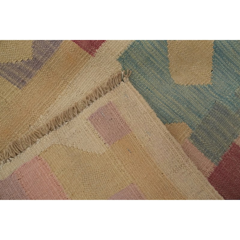 Hand Woven Southwestern Wool Multi-Colored Geometric Area Rug - 8' 3'' X 5' 2''