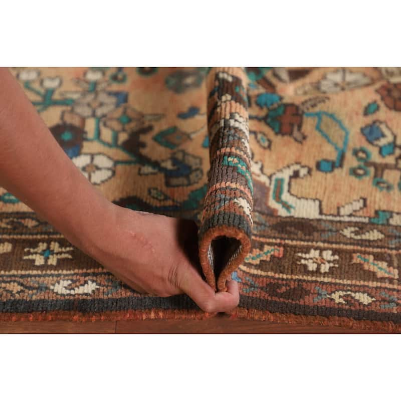 Hamedan Persian Vintage Runner Rug Hand-Knotted Wool Carpet - 3'7"x 10'9"