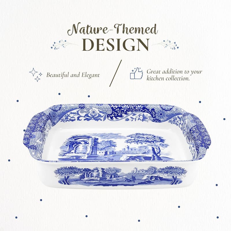 Spode Blue Italian Large Rectangular Handled Dish