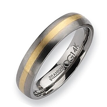 Chisel 14k Gold Inlaid Brushed Titanium Ring (5.0 mm)