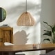preview thumbnail 3 of 7, Juliette Rattan Bohemian Pendant Light - 76"H x 19"W x 19"D Brown