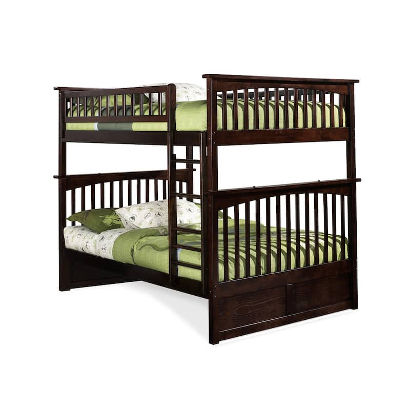 Bunk Bed Full Over Full - Solid Wood Frame, Durable Design, Space Saving, Easy Assembly