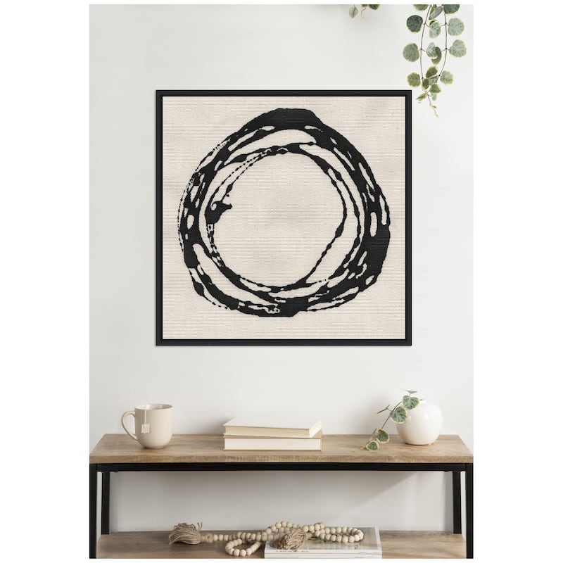 Kate and Laurel Sylvie Flowing Circle Abstract 2 Framed Canvas by The Creative Bunch Studio