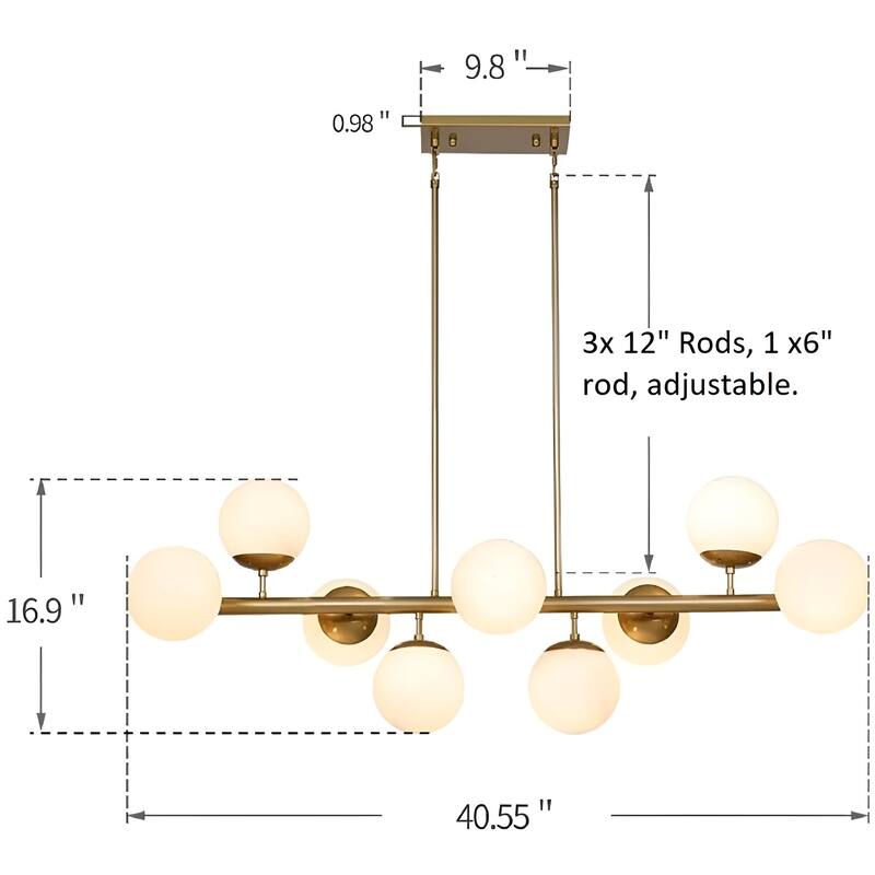 Apollo Globe White Pendant Light for Kitchen Island, Futuristic Spheres Chandelier (Black or Gold)