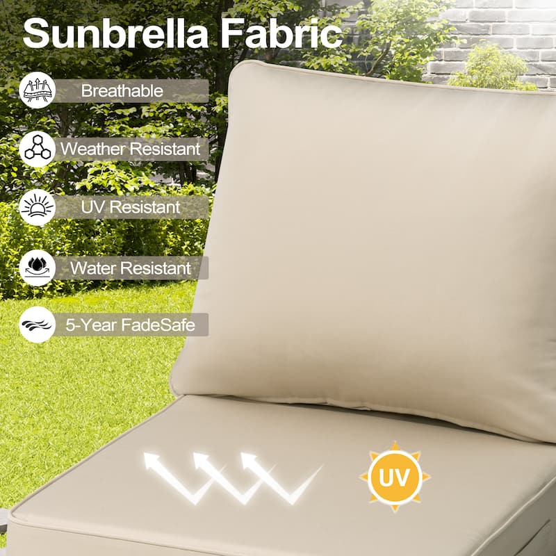 Pellebant 24 x 24 in Outdoor Patio Seat Cushion Set with Sunbrella Fabric
