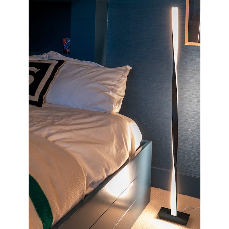 Brightech Helix 48 in. Classic Black Industrial LED Super Bright Floor Lamp with Built-In 3-Way Dimmer Function