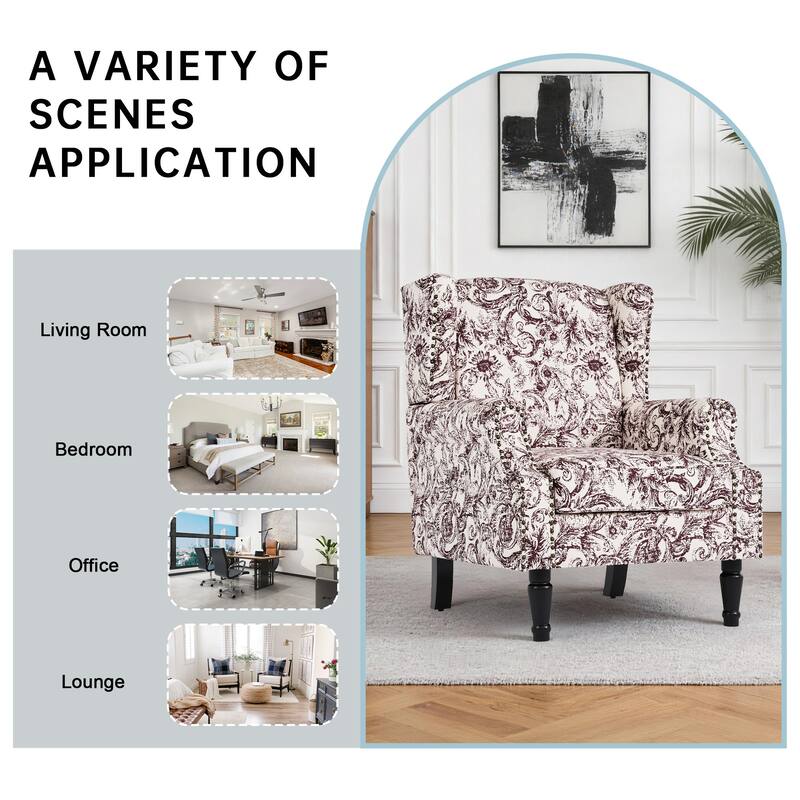 Wingback Accent Chair Nailhead Trim Living Room Reading Chair