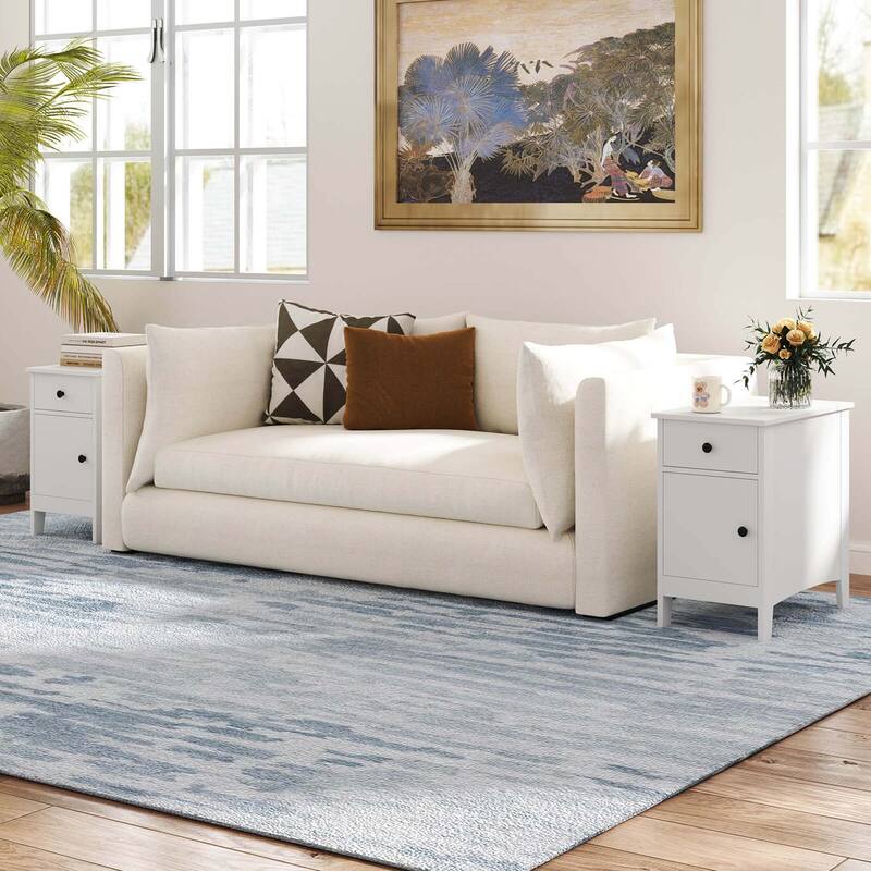 Costway 1/2 PCS End Table with Charging Station Flip Top Bedside Table