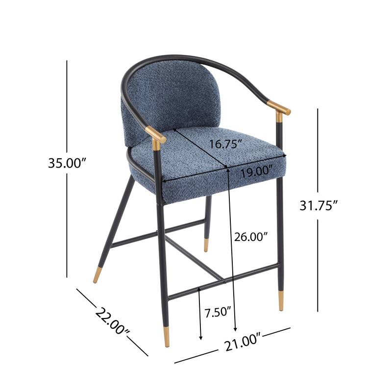 Devin 26" H Upholstered Counter Stool with Metal Frame (Set of 2) by Christopher Knight Home