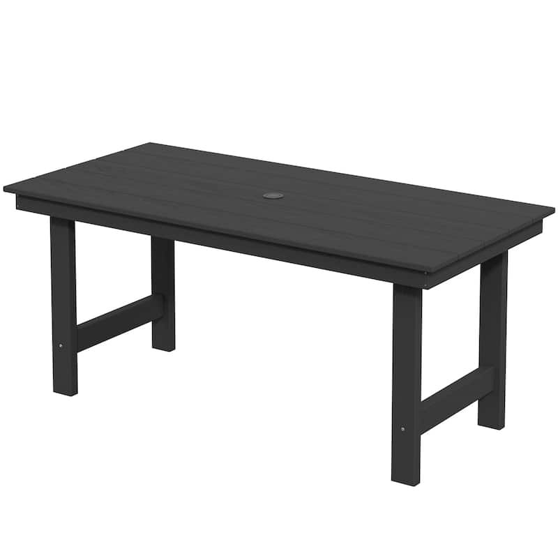 7-Piece HDPE Outdoor Dining Table Sets with Umbrella Hole - 1-Table 6-Chairs