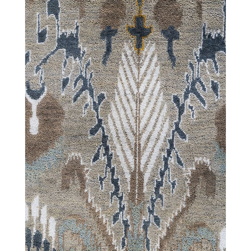 Ikat One-of-a-Kind Hand-Knotted Area Rug, Gray - 9' 2" x 12' 3"