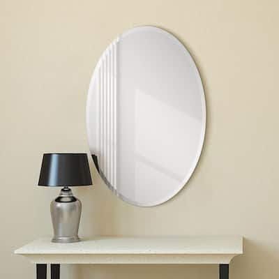 Frameless Beveled Oval Wall Mirror, Ready to Hang, Bathroom Room, Vanity Mirror - 24 in. x 0.39 in. x 36 in.