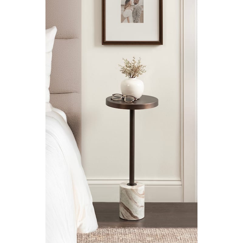 Kate and Laurel Hescott Metal and Marble Pedestal Table