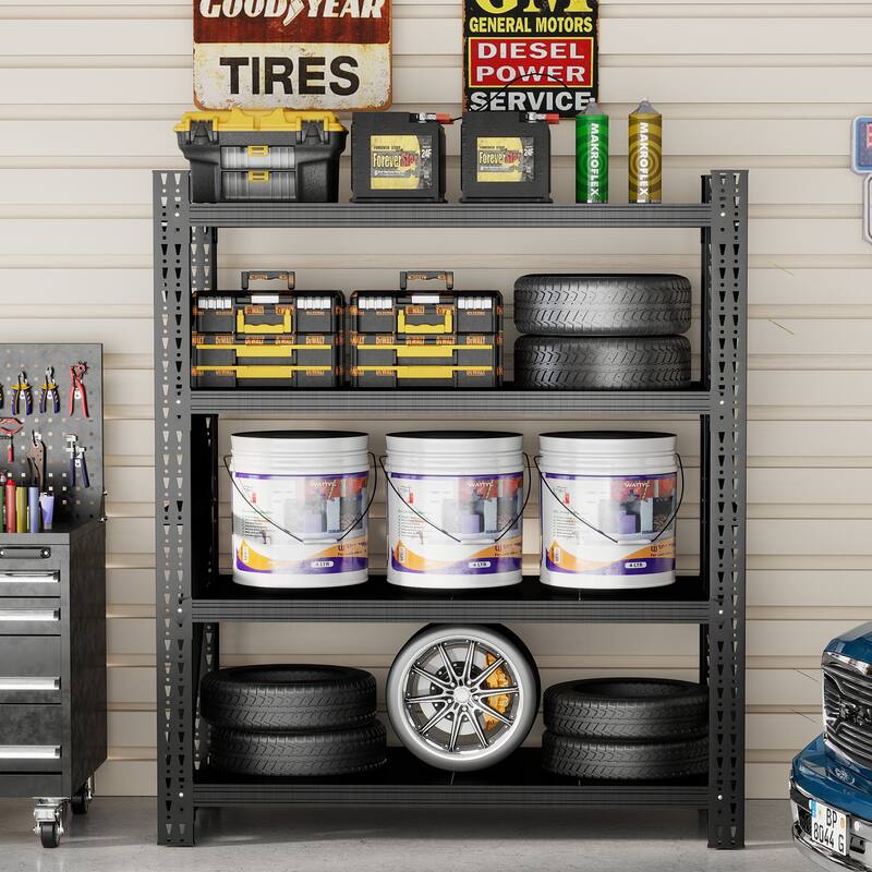 Heavy Duty Metal Adjustable Garage Shelves, 4000LBS Storage Rack Industrial Shelving Unit for Warehouse