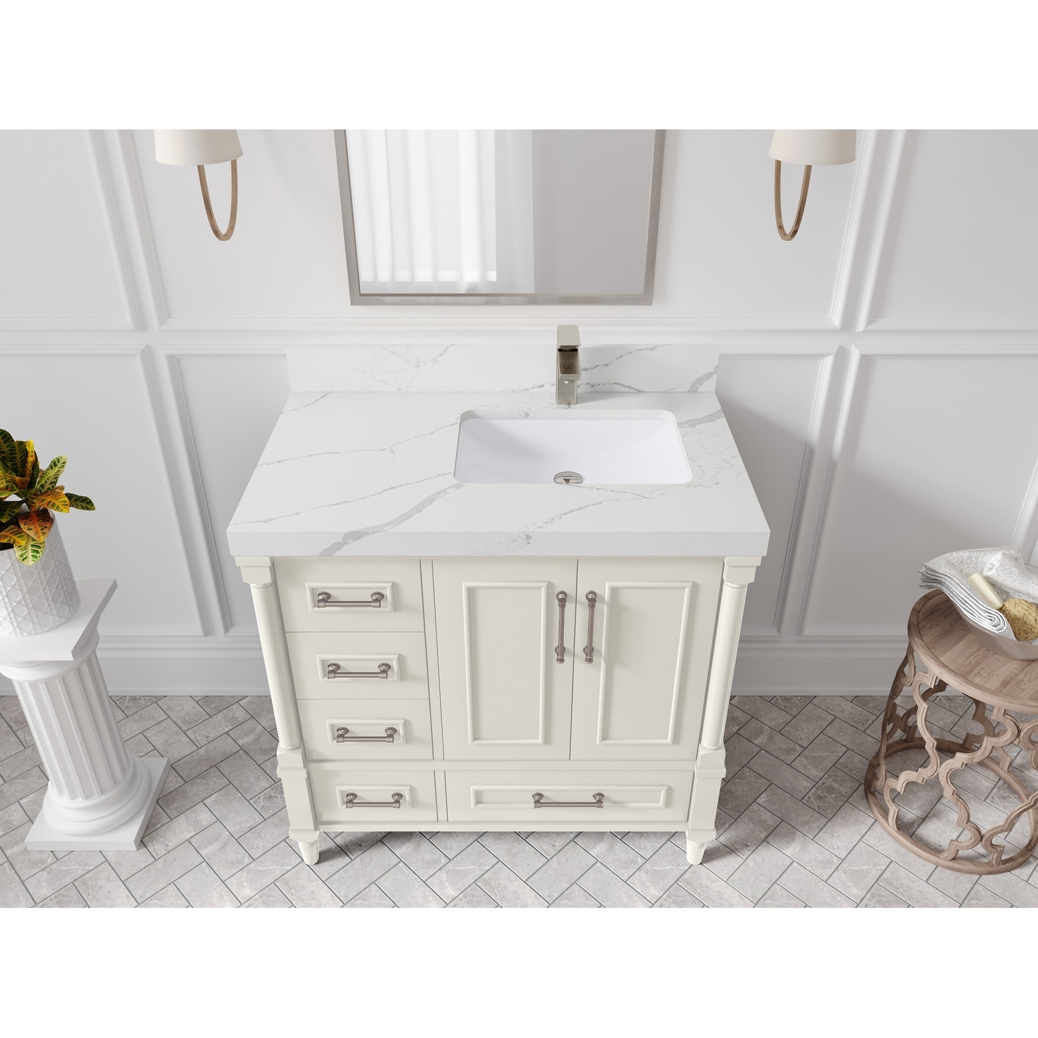 Willow Collections 36 in. W x 22 in. D Aberdeen Right Offset Sink Bathroom Vanity with Countertop