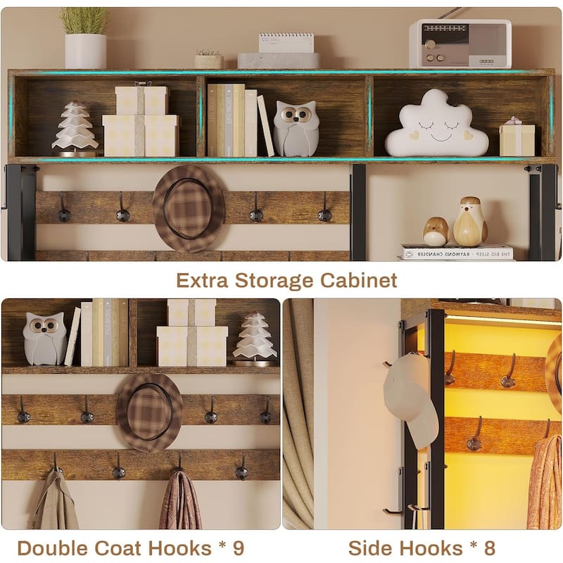 Entryway Bench Hall Tree with Bench and Shoe Storage Coat Rack