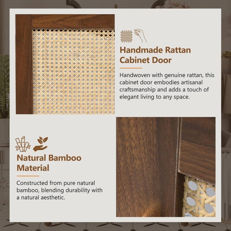 30" Bathroom Vanity with Handwoven Bamboo Doors, MDF Cabinet