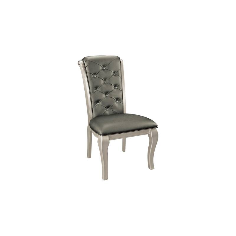 Geovanni Silver Faux Leather Dining Room Set